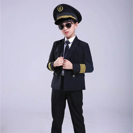 Kids Pilot Costumes Girl Flight Attendant Set