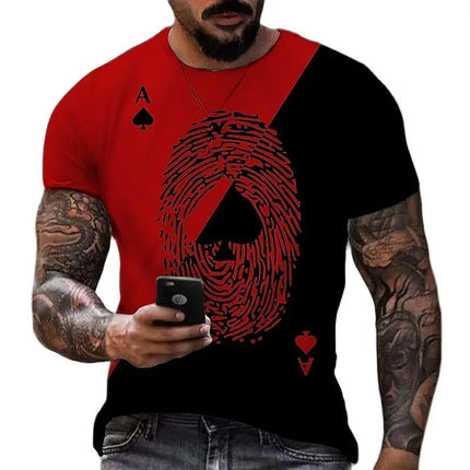 Men 3D Ace Poker Playing Cards Shirts