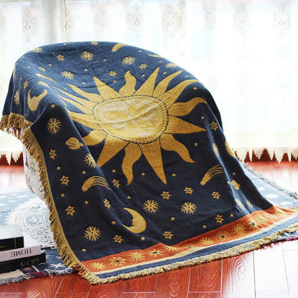 Sun god Woven Bohemian Sofa Blanket