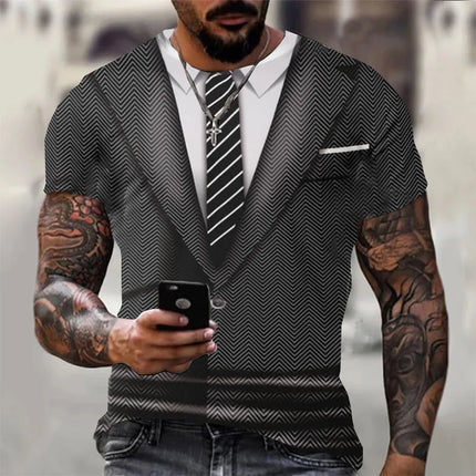 Men Fashion 3D Short Suit Graphic Shirts