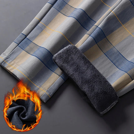 Men British Plaid Business Casual Pants