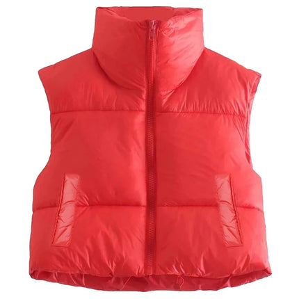 Women 2024 Cropped Vest Sleeveless Puffer Jacket