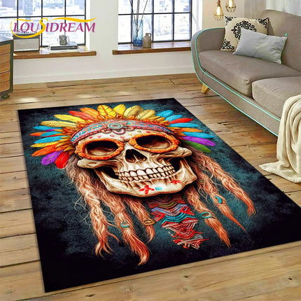 Home Cartoon Skull Gothic 3D Area Rugs