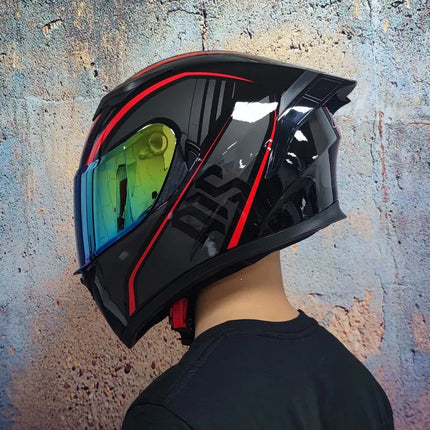 Motorcycle Full-Face Blue Black Capacete Helmet