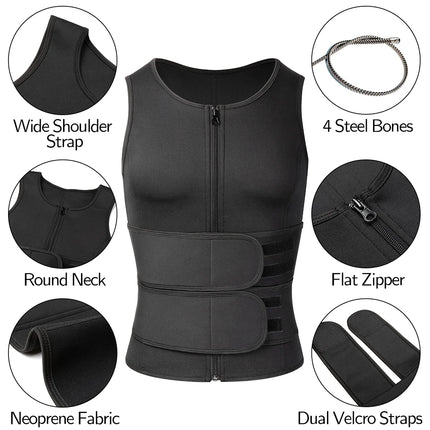 Men Shapewear Solid Black Waist Trainer