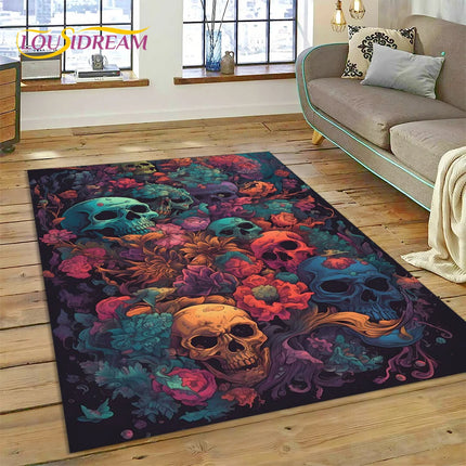 Home Cartoon Skull Gothic 3D Area Rugs