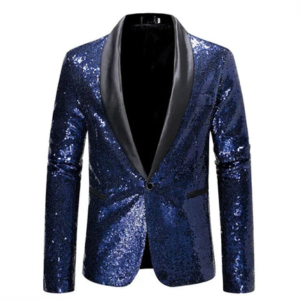 Men Plaid Sequin 3D Party Blazer