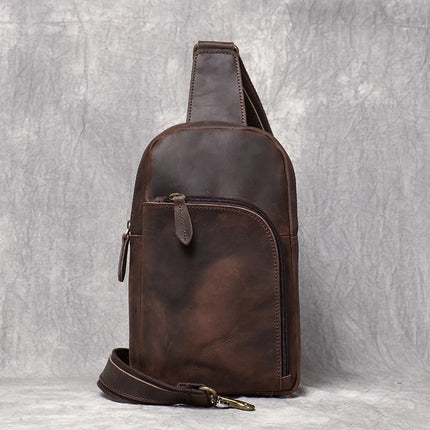 Men Leather Chest 7.9in ipad Crossbody Bag