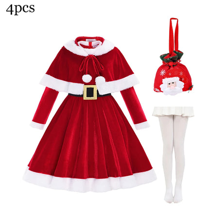 Baby Girl Xmas Party 2pc Velvet Dress Sets