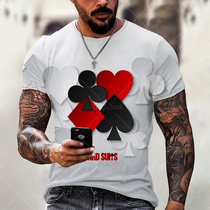 Men 3D Summer Breathable Short Poker Shirts