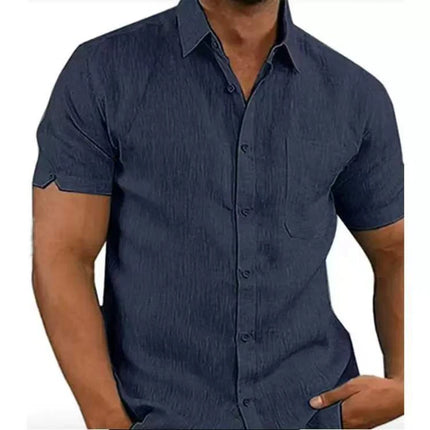 Men Short Linen Summer Business Shirts - Mad Fly Essentials