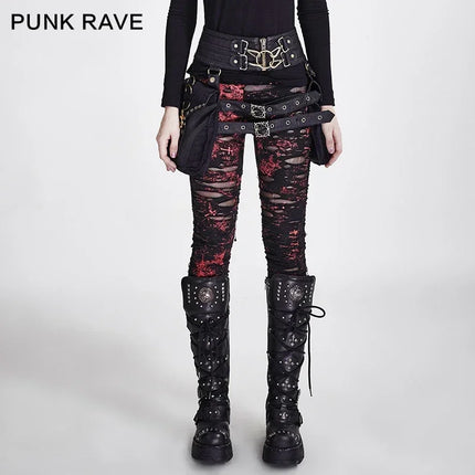 Women Punk Gothic Broken Mesh Leggings