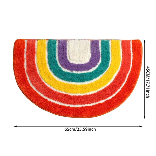 Rainbow Shape Semicircular Bathroom Rug