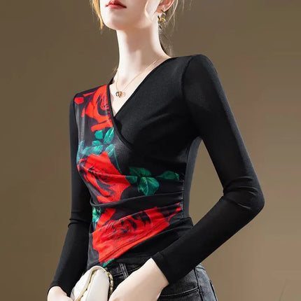 Women Floral Fashion Trendy Long Tops