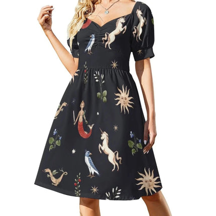 Women Mythical Unicorn Dragon MIDI Sun Dress