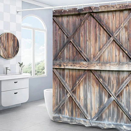 Retro Rustic Farmhouse Style Bathroom Shower Curtain Set