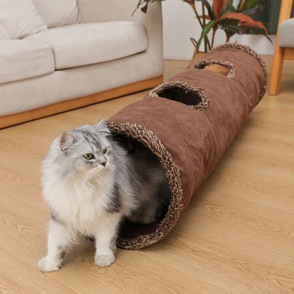 Cat Toys Long Suede Collapsible Tunnel - Mad Fly Essentials