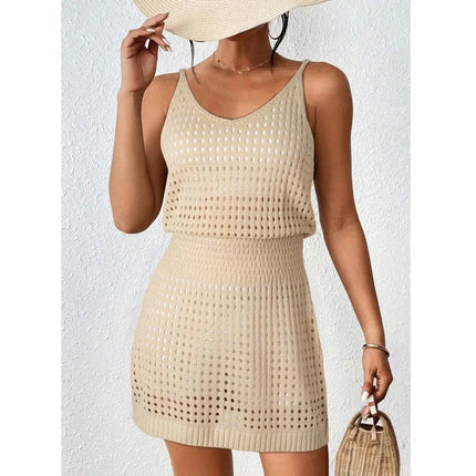 Women Summer Vintage Crochet Beach Dress