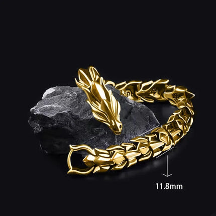 Men Dragon Head Silver Medieval Bracelet