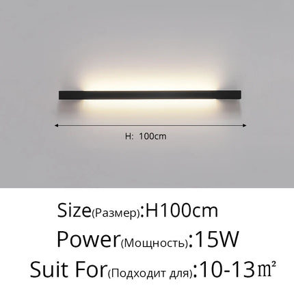 Minimalist Long LED Bar Lamp Bedside Bedroom Indoor Wall Sconce