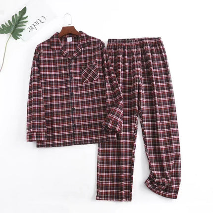 Men Home Suits Star Plaid Pajama Sets