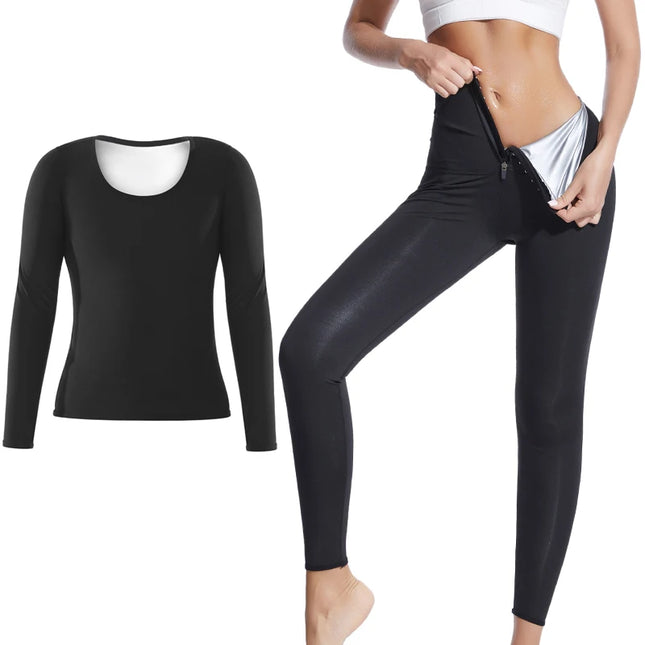 Women Plus Sauna Effect Fitness Legging Sets