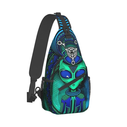 Men Crossbody Cool Alien Triangle Lotus Backpack