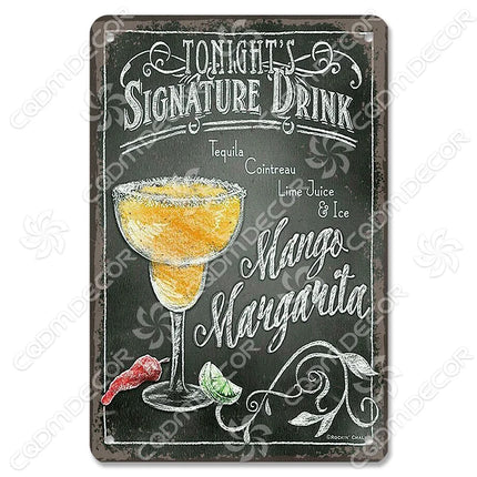 Pina Colada Drink Mojito Vintage Wall Sign