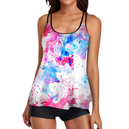 Women Blue Star Floral Tankini Sets