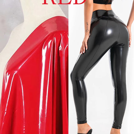 Women Glossy Leather High Waist Clubwear Leggings