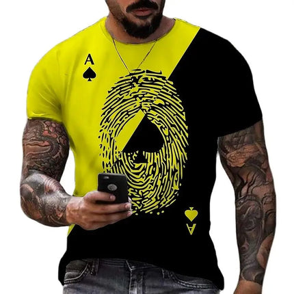 Men 3D Ace Poker Playing Cards Shirts