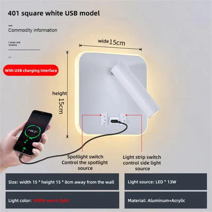 Nordic Minimalist Interior LED Bedroom Reading Light