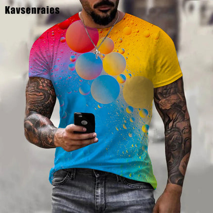 Men Gradient Rainbow Paint Splatter 3D Summer Tees