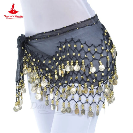 Women Chiffon Gold Belly Dance Costume Scarf