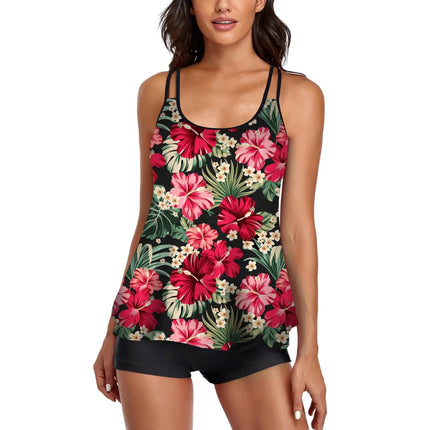 Women Blue Star Floral Tankini Sets