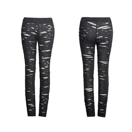 Women Punk Gothic Broken Mesh Leggings