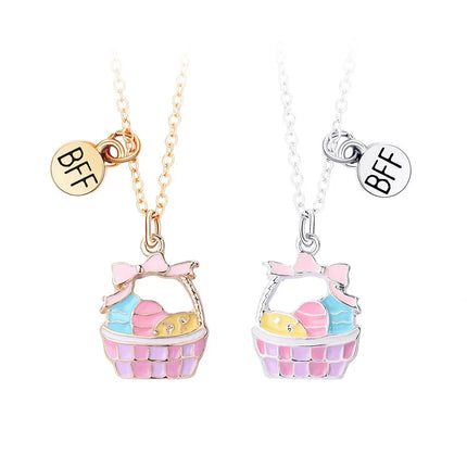 Girls 2PC Cartoon Resin Unicorn Pendant Necklace