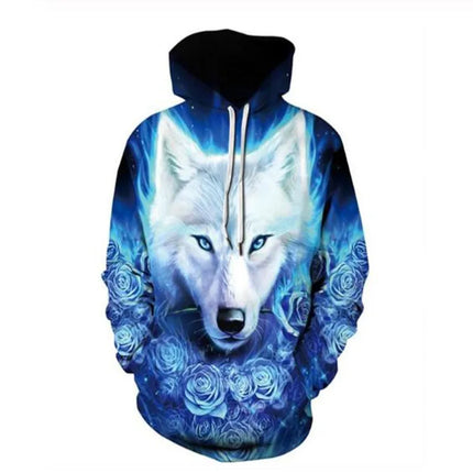 Men Animal Wolf Blue 3D Sweatshirt Hoodies