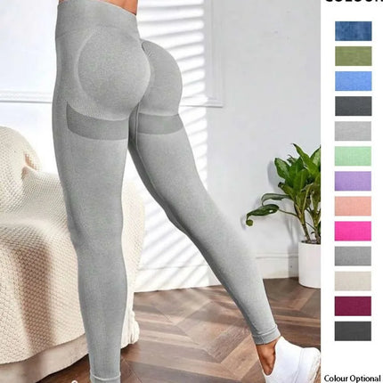 Women Blue Seamless Butt Lifting Fitness Leggings