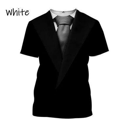 Men Funny 3D Tuxedo Graphic Bow Shirts