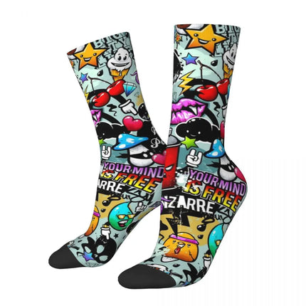 Men Compression Happy 3D Graffiti Socks