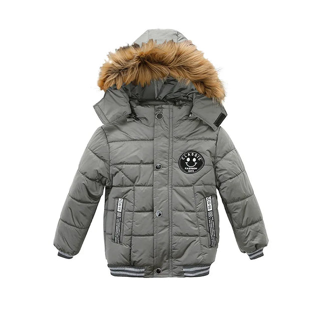 Baby Boy Keep Warm Solid Hooded Jacket