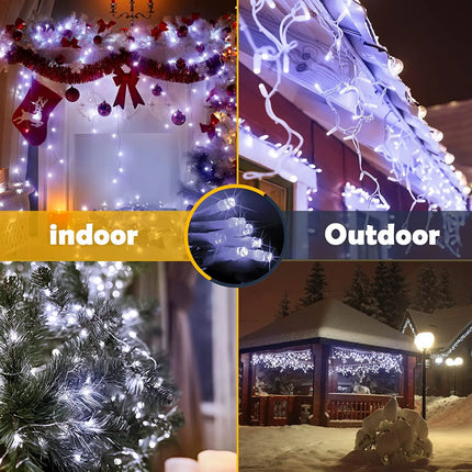 LED Icicle Outdoor Christmas String Lights