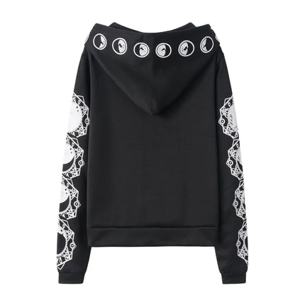 Women Black Gothic Lunar Moon Hoodie