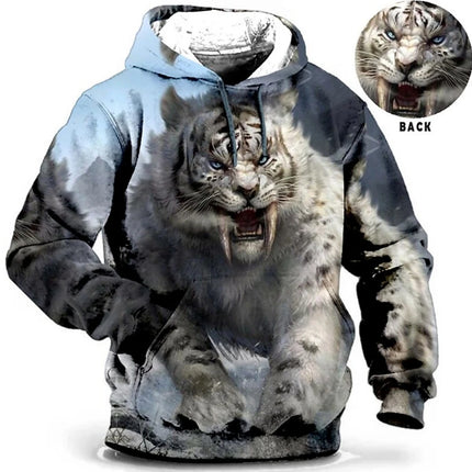 Men Vintage Tiger 3D Animal Hoodies