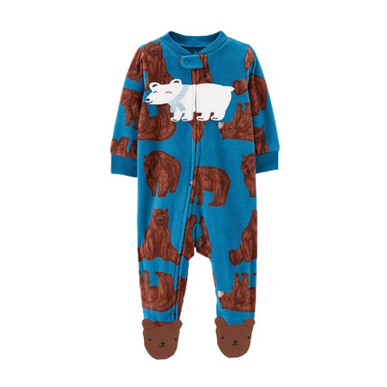 Baby Boy Fall Fleece Animal Rompers