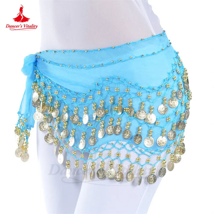 Women Chiffon Gold Belly Dance Costume Scarf