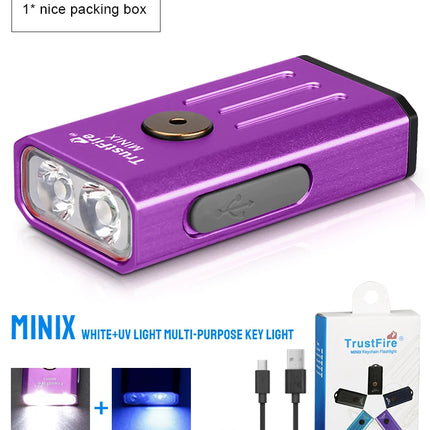 MiniX LED USB Rechargeable Flashlight Keychain