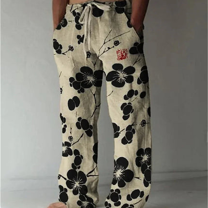 Men European Floral Animal 3D Pants