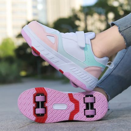 Girl Red White Roller Skate Sneakers